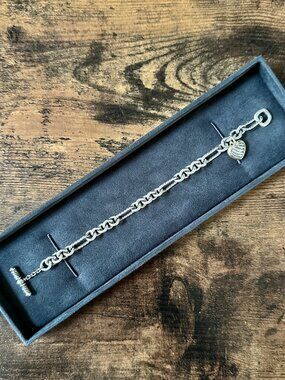 David Yurman Figaro Charm Bracelet w/ Heart w/ 18K Yellow Gold - Medium